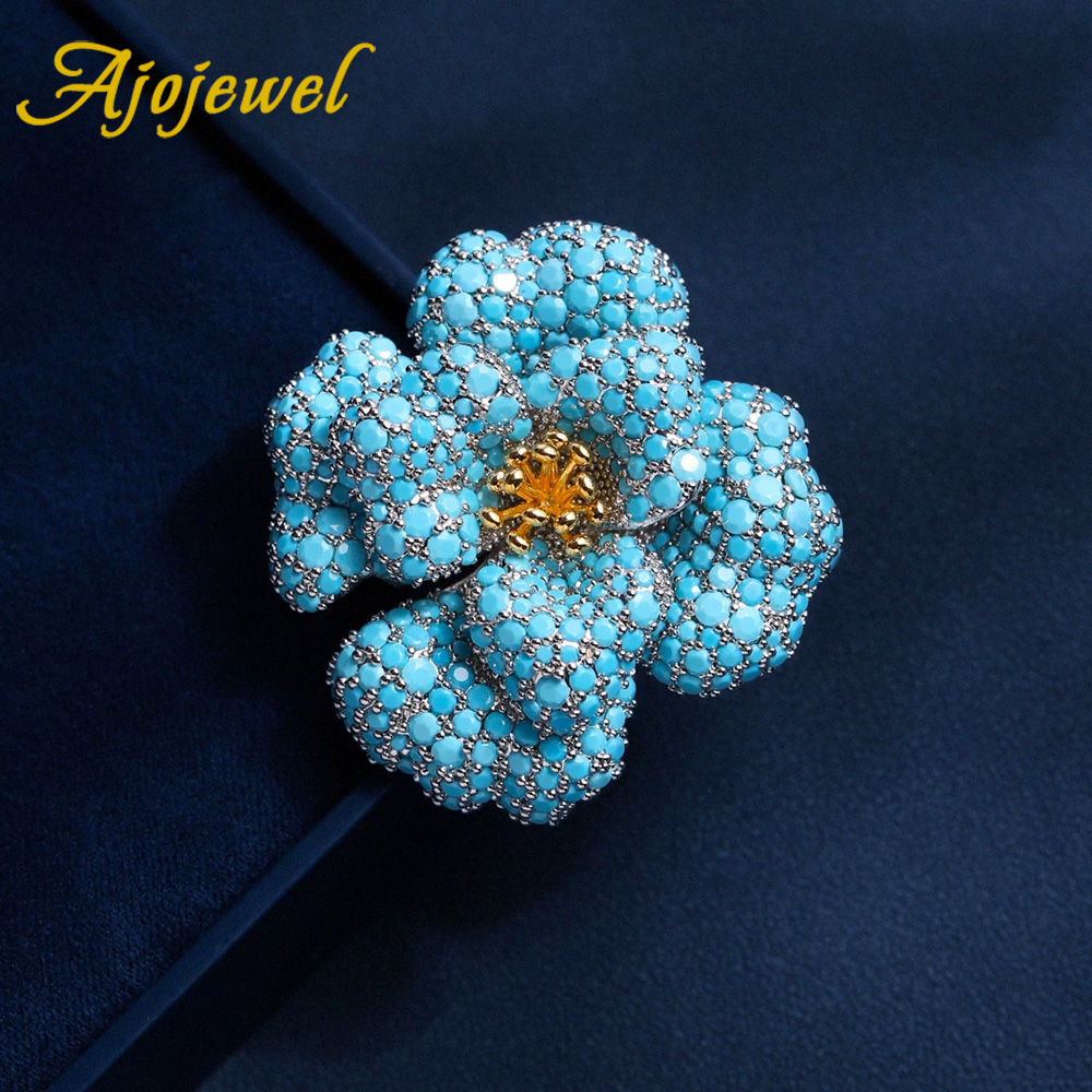 Vintage Fashion Ideas - Ajojewel Blue Rhinestone Peony Roses Safety