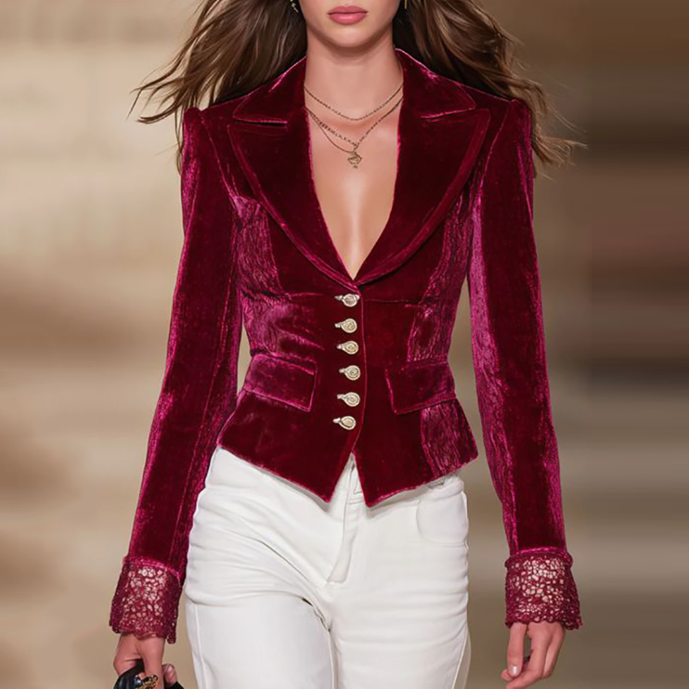Women's Elegant Velvet Blazer  - Velvet Blazer Vintage ulasan dan harga