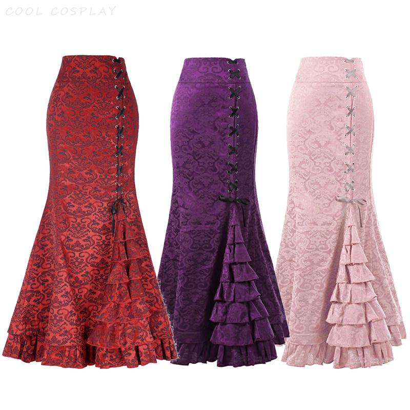 Long Skirts Women Punk Fish Ta - Vintage Fashion Ai ulasan dan harga