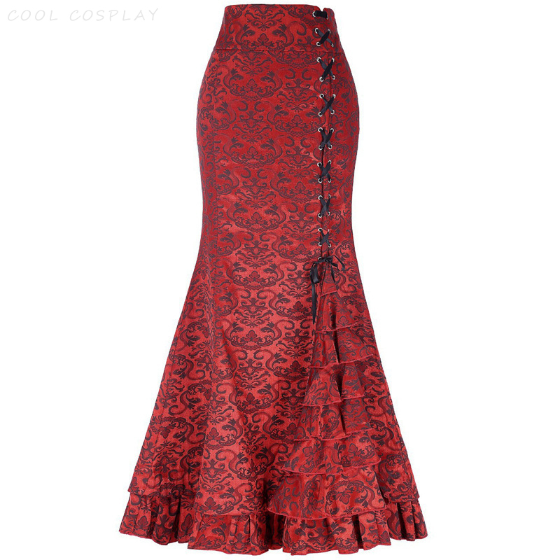 Long Skirts Women Punk Fish Ta - Vintage Fashion Ai ulasan dan harga