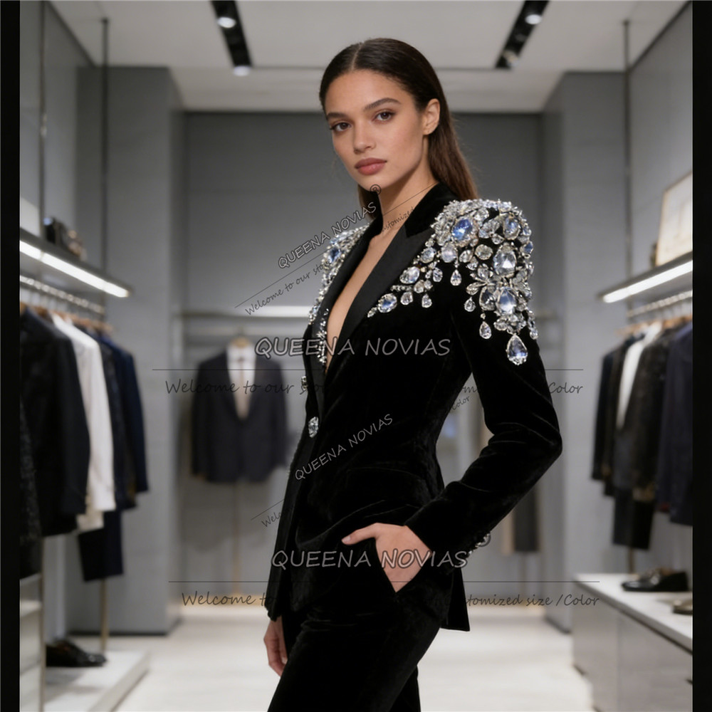 Exclusive Diamond Beaded Suits - Velvet Blazer Vintage ulasan dan harga