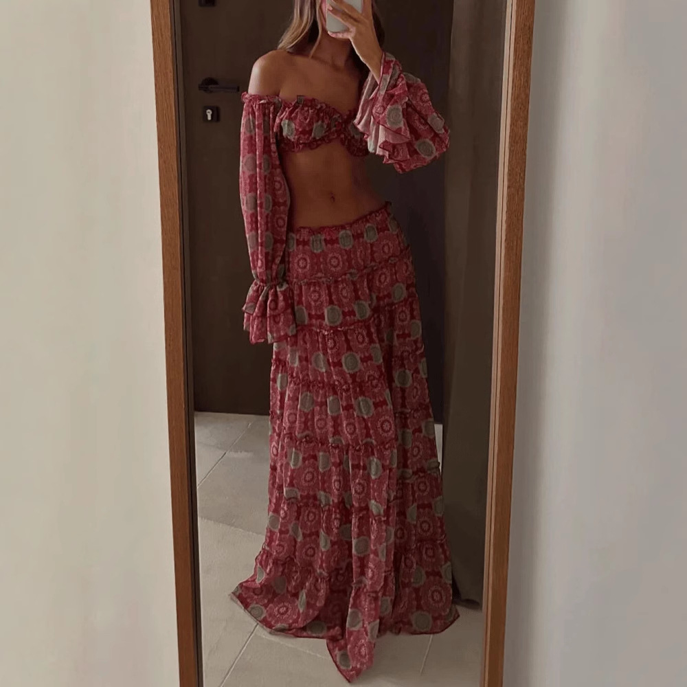 Vintage Print Skirt Two Piece  - Vintage Fashion Ai ulasan dan harga