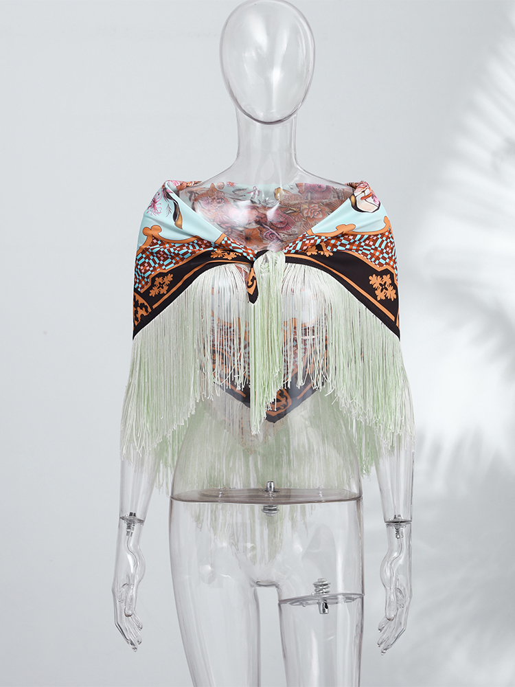 Vintage Printed Tassel Square  - Vintage Fashion Ai ulasan dan harga
